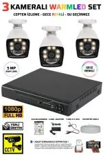 3 Kameralı 5mp  Lensli Full HD 1080P Gece Renkli Kamera Seti 250GB Hard disk