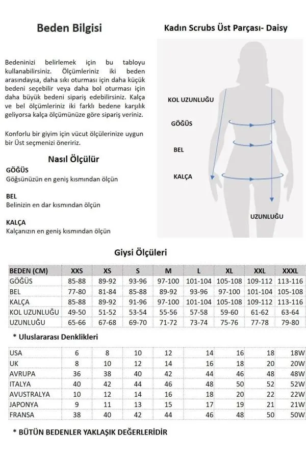 Daisy Medikal Giyim Scrubs Cerrahi Takım Doktor Hemşire Likralı Hastane Üniforması