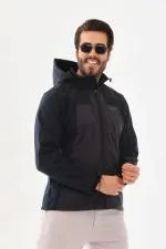 Su Geçirmez Garnili Kapşonlu Softshell Mont