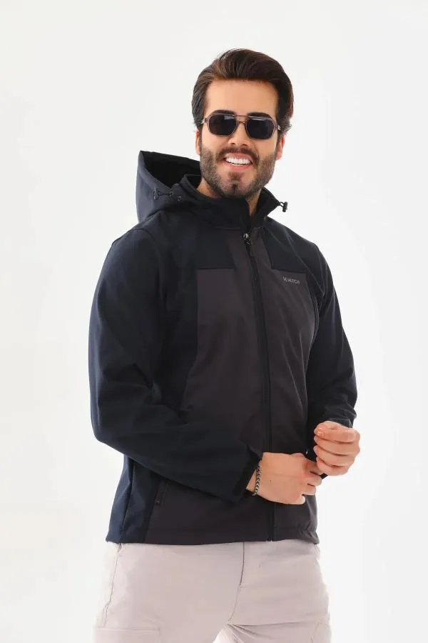 Su Geçirmez Garnili Kapşonlu Softshell Mont