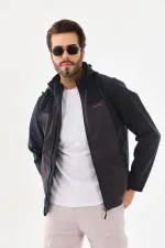 Su Geçirmez Garnili Kapşonlu Softshell Mont