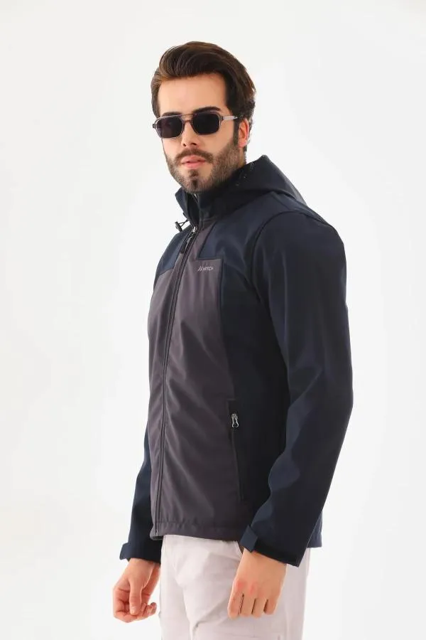 Su Geçirmez Garnili Kapşonlu Softshell Mont