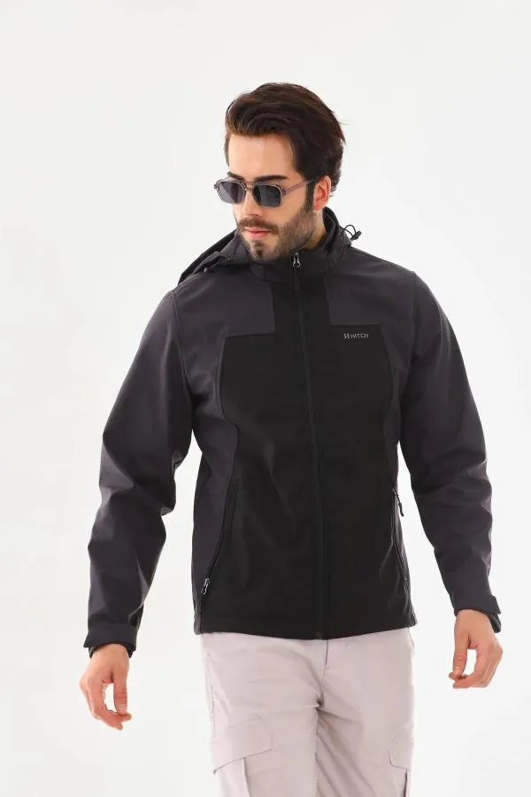 Su Geçirmez Garnili Kapşonlu Softshell Mont