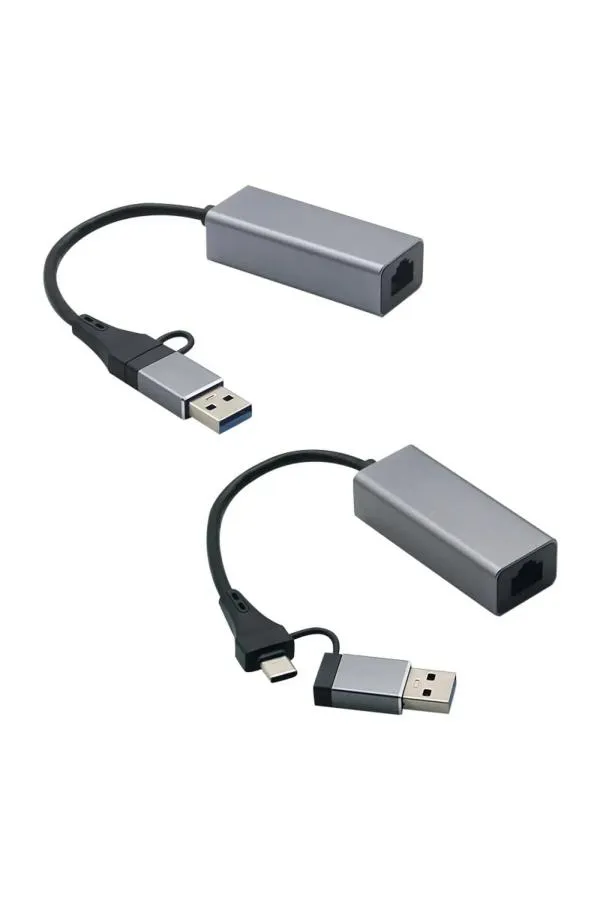 Ethernet Girişli Tpye-c + Usb To Usb 3.0 3 Ports Adaptör USB Çoğaltıcı