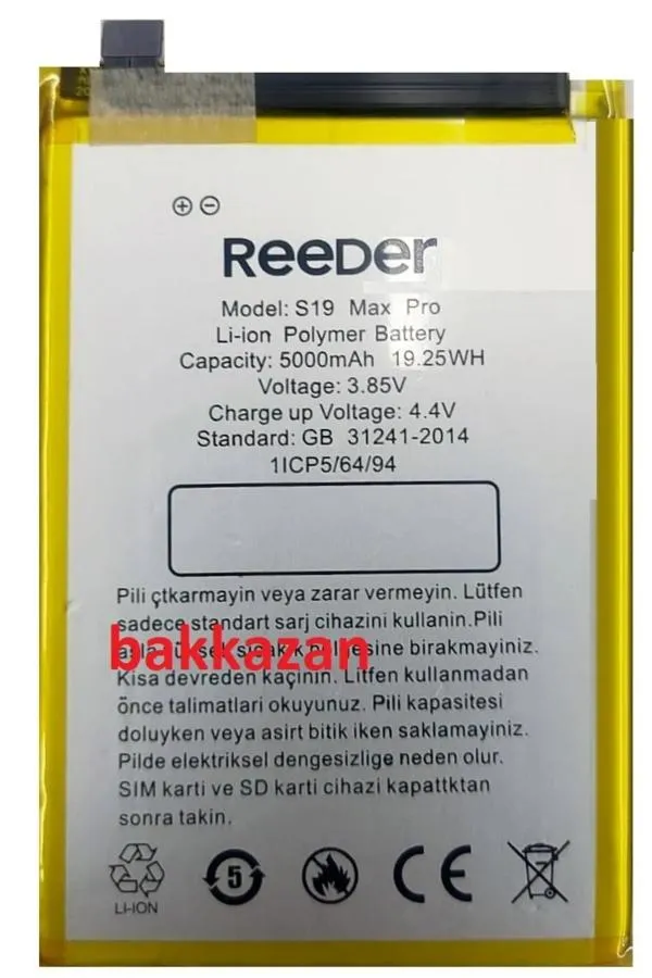 Reeder S19 Max Pro 5000 mAh Uyumlu Batarya Pil