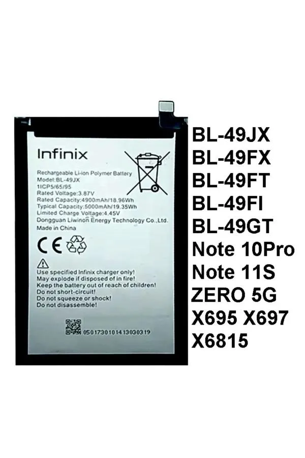 Infinix Note 10 Pro Note 11s BL-49JX BL-49FX BL-49FT BL-49FI BL-49GT Uyumlu Batarya Pil