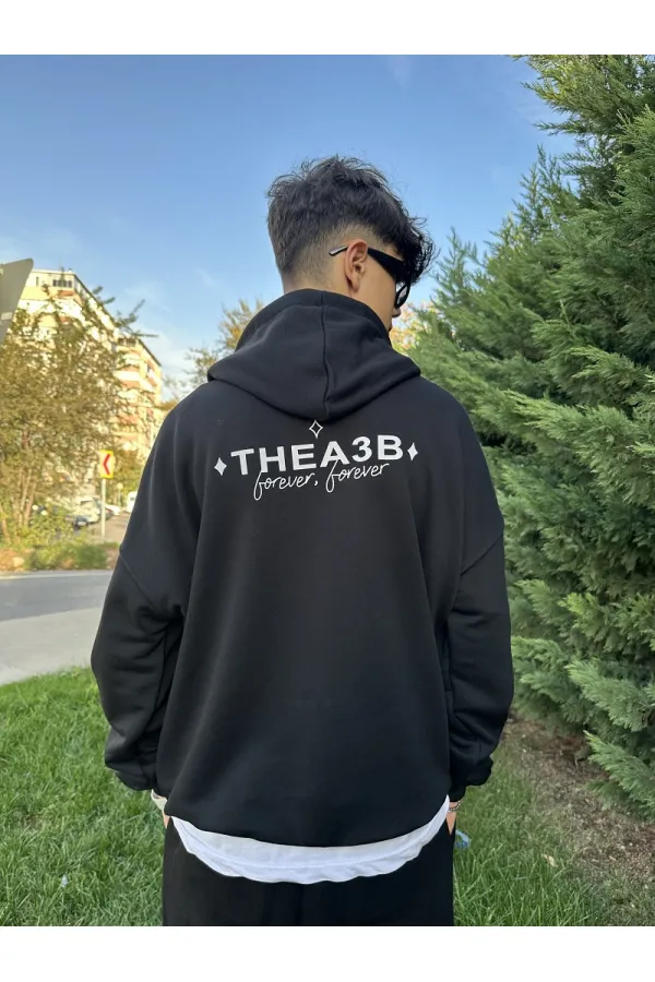 Thea3b Baskılı Kapüşonlu Oversize hoodie Sweatshirt