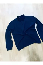 Polo Yaka Yırtmaçlı Kuşgözü Triko Sweat