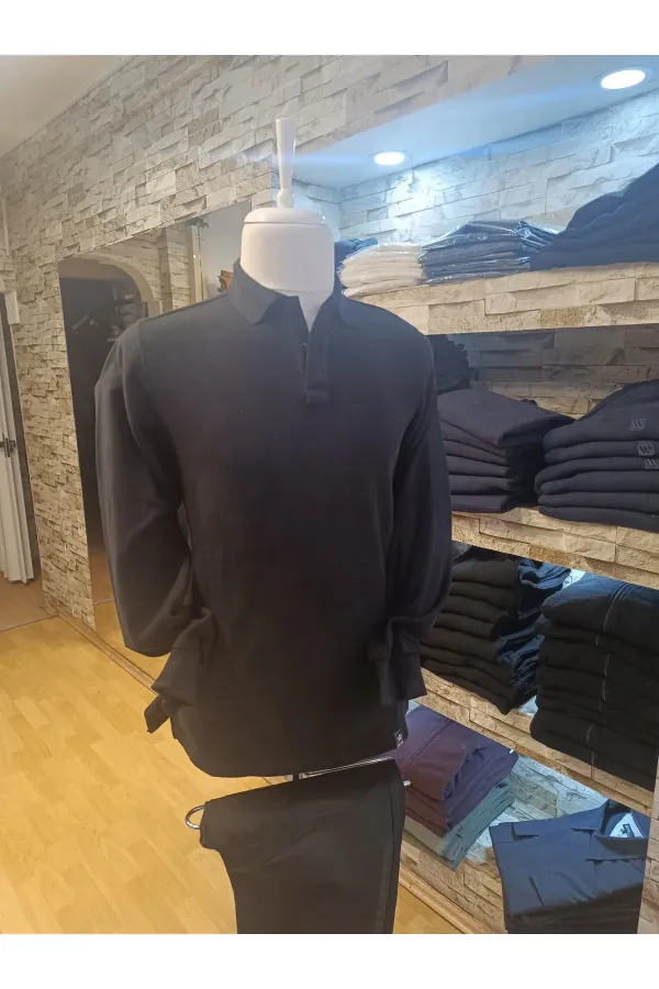 POLO YAKA YIRTMAÇLI CLASİC SWEAT