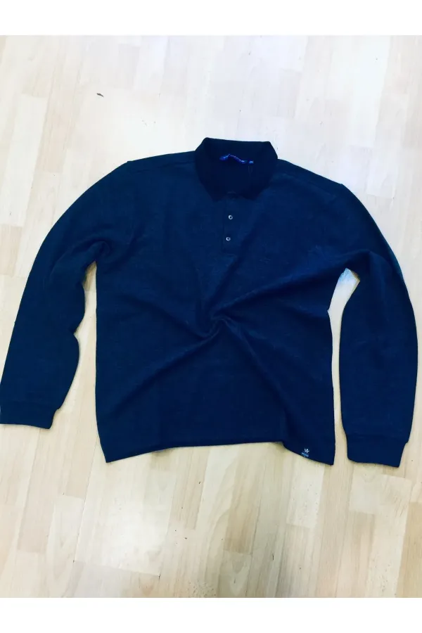 Polo Yaka Yırtmaçlı Kuşgözü Triko Sweat