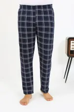 Moda Çizgi Erkek Ekoseli Desen Penye Tek Alt Pijama 27540 Lacivert