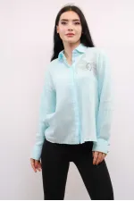 Moda Çizgi Taşlı  Keten Gömlek MC2301 Mint