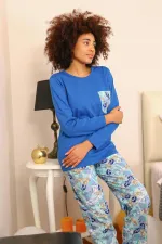 Moda Çizgi Kadın Uzun Kol Penye Pijama Takım 4194