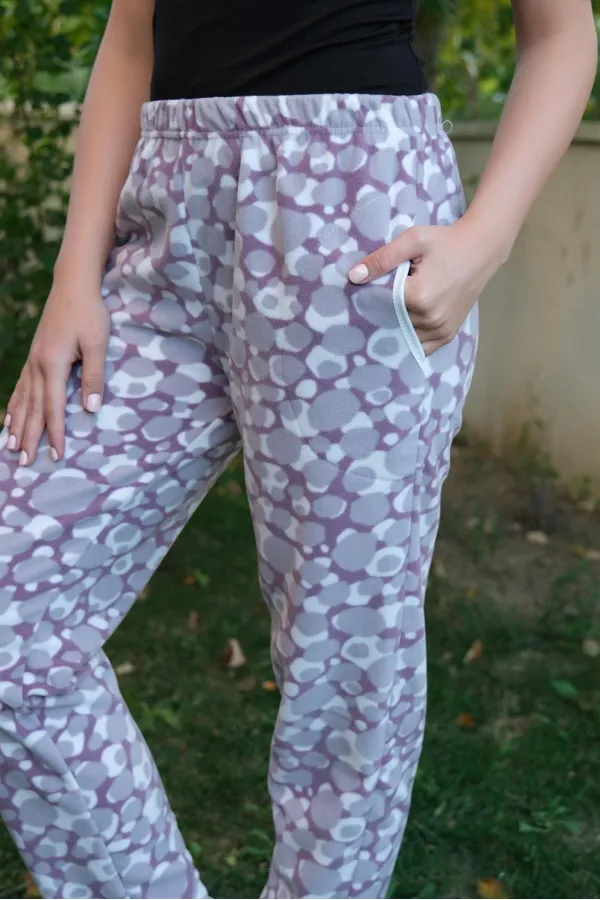 Moda Çizgi Kadın Welsoft Polar Tek Alt Pijama 210055