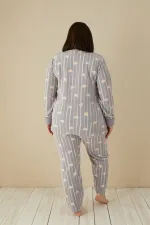 Moda Çizgi Welsoft Polar Kadın Büyük Beden Pijama Takımı 808036