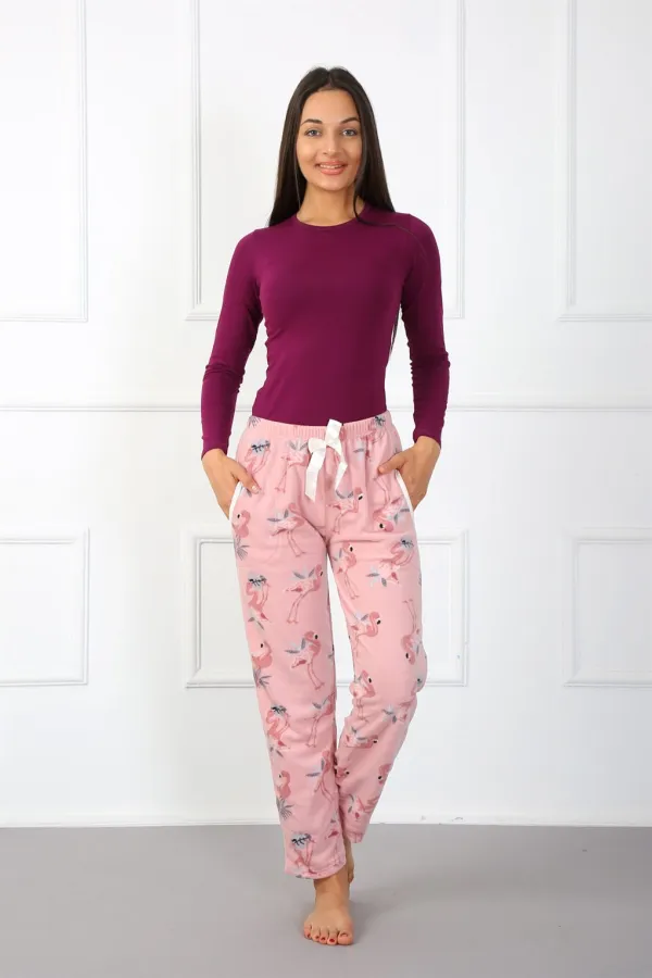 Moda Çizgi Bayan Welsoft Polar Tek Alt Pijama 210044