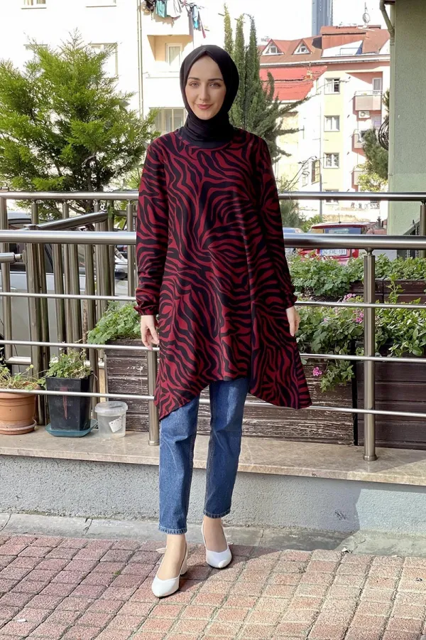 Moda Çizgi Desenli Tunik