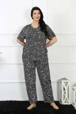 Moda Çizgi Kadın 5XL-6XL-7XL-8XL Büyük Beden Kısa Kol Pijama Takım 75011