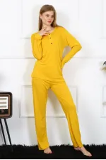 Moda Çizgi Kadın Penye Uzun Kol Patlı Pijama Takım 4167