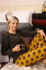 Moda Çizgi Kadın Uzun Kol Penye Pijama Takım 4192