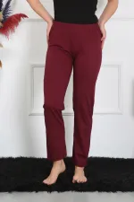 Moda Çizgi Kadın Pamuk Penye Tek Alt Pijama Bordo 27513