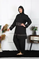 Moda Çizgi Büyük Beden Tesettür Mayo 7XL-8XL-9XL-10XL Siyah 55010