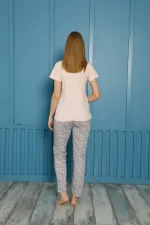 Moda Çizgi Kadın Pamuk Pijama Takım 20500P