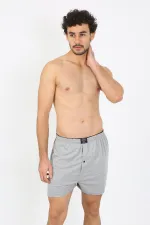 Moda Çizgi Erkek Penye Boxer Gri 40091