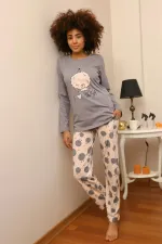 Moda Çizgi Kadın Penye Uzun Kol Pijama Takım 4186