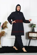 Moda Çizgi Büyük Beden Tesettür Mayo 7XL-8XL-9XL-10XL Lacivert 55010