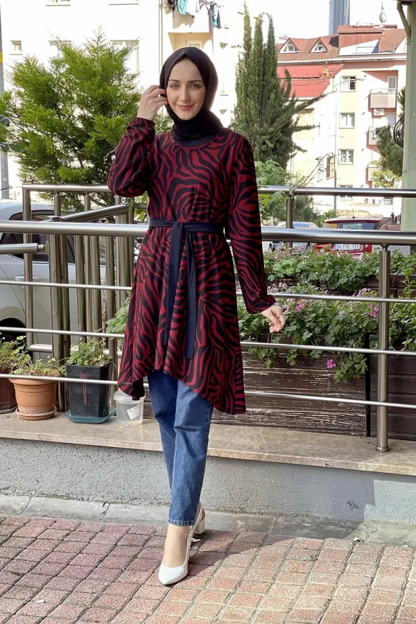 Moda Çizgi Desenli Tunik