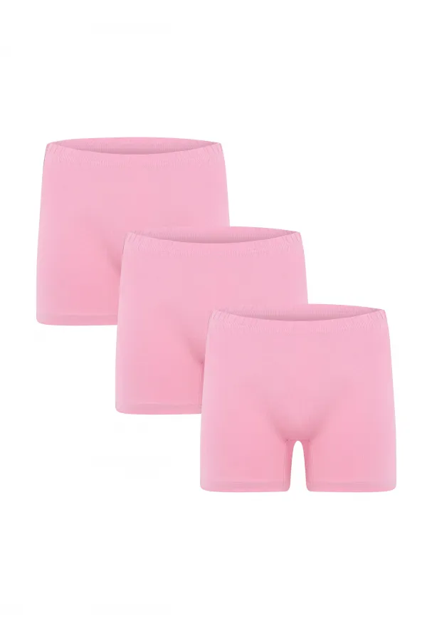 Moda Çizgi Kadın Penye 3lü Boxer Pembe 40260