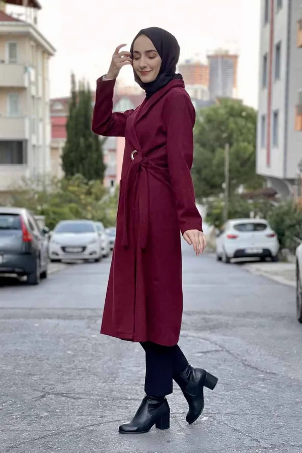 Kaşe Kaban Bordo