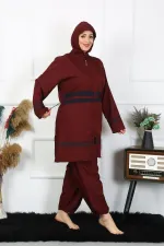 Moda Çizgi Büyük Beden Tesettür Mayo 7XL-8XL-9XL-10XL Bordo 55010