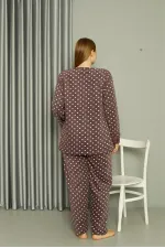 Moda Çizgi Welsoft Polar Kadın Büyük Beden Mürdüm Pijama Takımı 808048