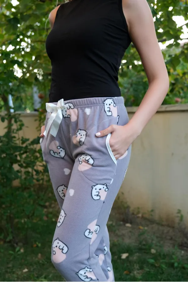 Moda Çizgi Kadın Welsoft Polar Tek Alt Pijama 210053