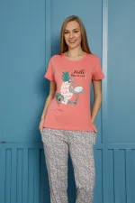 Moda Çizgi Kadın Pamuk Pijama Takım 20500N