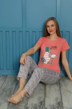 Moda Çizgi Kadın Pamuk Pijama Takım 20500N