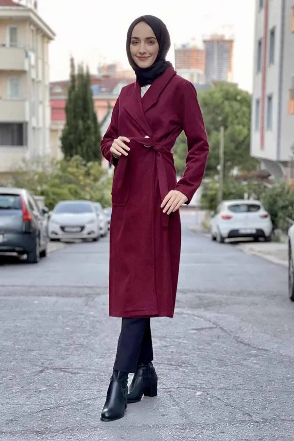 Kaşe Kaban Bordo