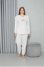 Moda Çizgi Welsoft Polar Kadın Büyük Beden Pijama Takımı 808050