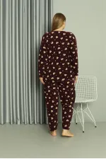 Moda Çizgi Welsoft Polar Kadın Büyük Beden Pijama Takımı 808041