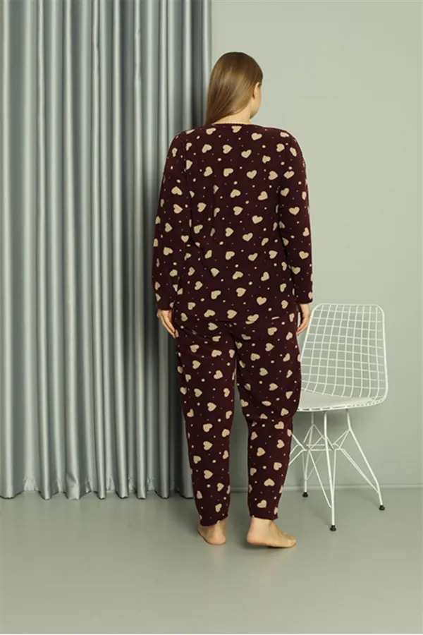 Moda Çizgi Welsoft Polar Kadın Büyük Beden Pijama Takımı 808041