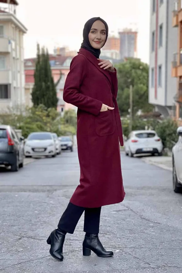 Kaşe Kaban Bordo