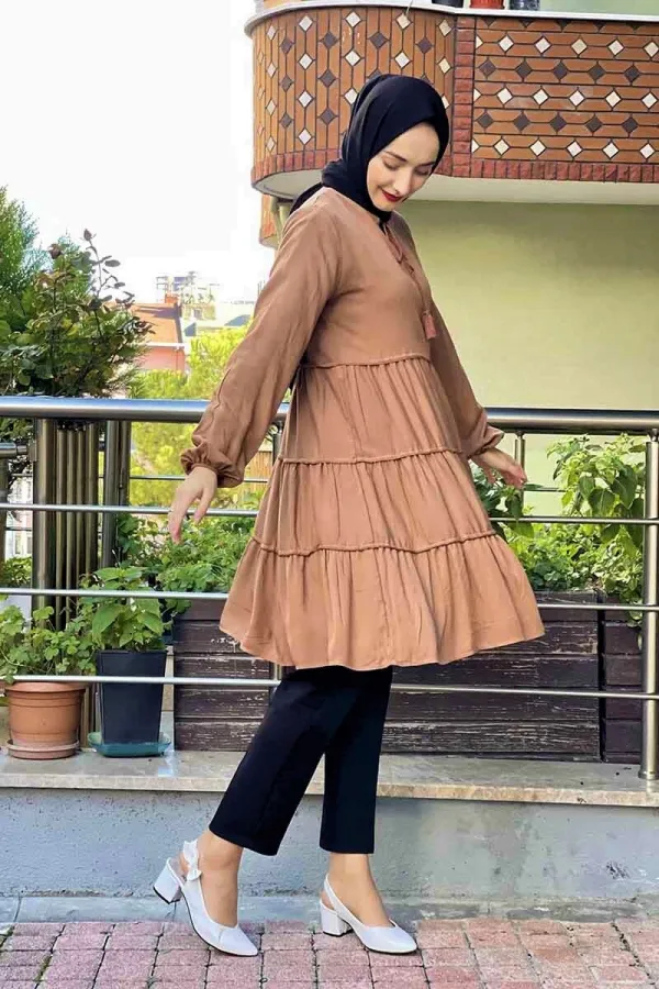 Moda Çizgi Desenli Tunik