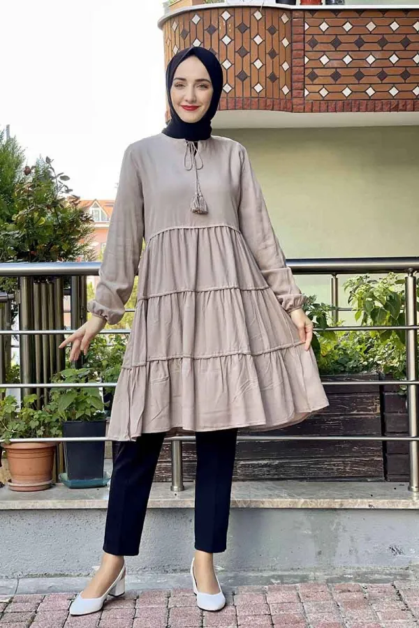 Moda Çizgi Desenli Tunik