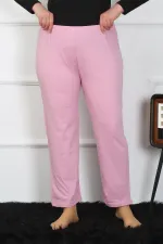 Moda Çizgi Kadın Büyük Beden Pembe Tek Alt Pijama 27505