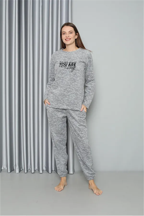 Moda Çizgi Welsoft Polar Kadın Pijama Takımı 8518