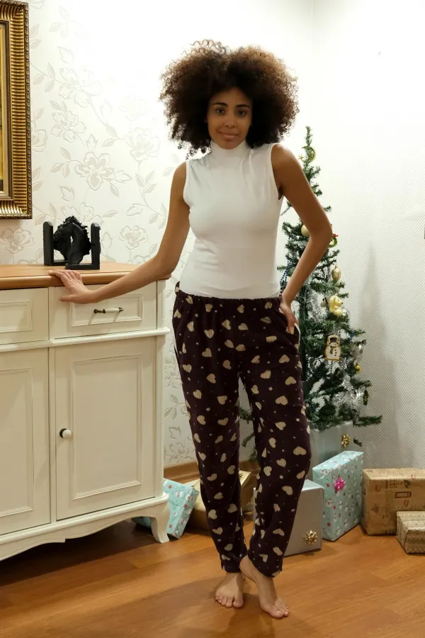 Moda Çizgi Kadın Welsoft Polar Tek Alt Pijama 210072