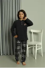 Moda Çizgi Erkek Çocuk WelSoft Polar Füme Pijama Takımı 20549