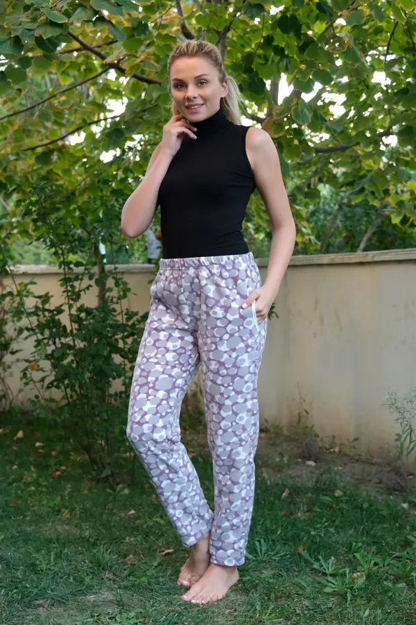 Moda Çizgi Kadın Welsoft Polar Tek Alt Pijama 210055